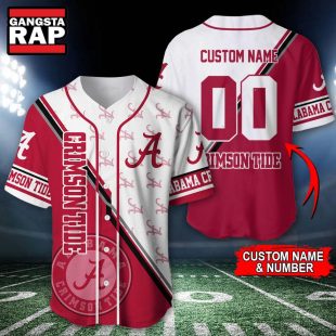 NCAA Alabama Crimson Tide Logo Team Sport Design Baseball Jersey