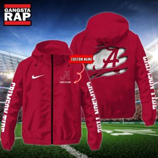 NCAA Alabama Crimson Tide Special Logo Team Custom Name Windbreaker Jacket