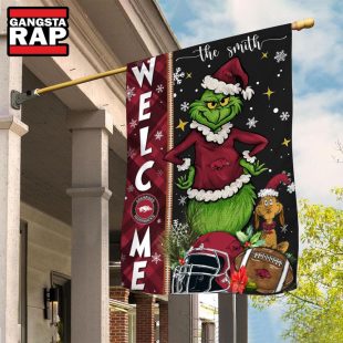 NCAA Arkansas Razorbacks Football Grinch Christmas Custom Flag