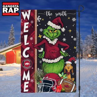 NCAA Arkansas Razorbacks Football Grinch Christmas Custom Flag