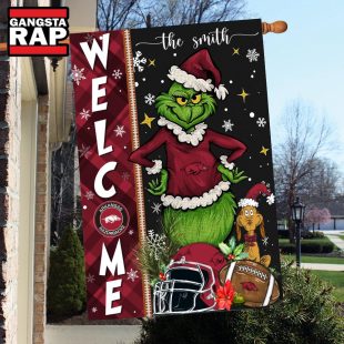 NCAA Arkansas Razorbacks Football Grinch Christmas Custom Flag