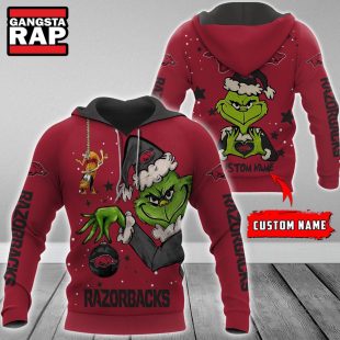 NCAA Arkansas Razorbacks Football Team The Grinch Christmas Hoodie