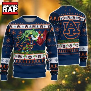 NCAA Auburn Tigers Grinch Hand Ugly Christmas Sweater