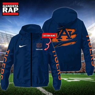 NCAA Auburn Tigers Special Logo Team Custom Name Windbreaker Jacket