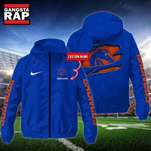 NCAA Boise State Broncos Special Logo Team Custom Name Windbreaker Jacket