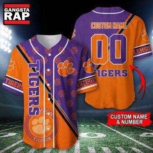 NCAA Clemson Tigers Logo Team Sport Design Baseball Jersey