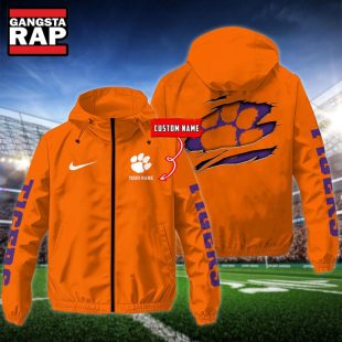 NCAA Clemson Tigers Special Logo Team Custom Name Windbreaker Jacket