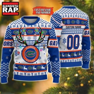 NCAA Florida Gators Design Logo Team Reindeer Light Ugly Christmas Sweater