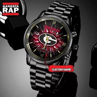 NCAA Georgia Bulldogs Football Team Logo Design Black Watch