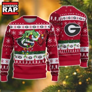 NCAA Georgia Bulldogs Grinch Hand Ugly Christmas Sweater