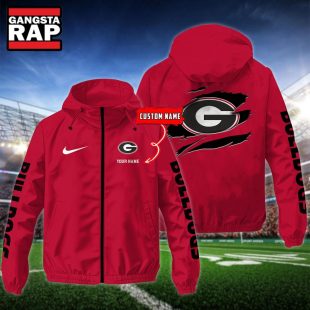 NCAA Georgia Bulldogs Special Logo Team Custom Name Windbreaker Jacket