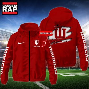 NCAA Indiana Hoosiers Special Logo Team Custom Name Windbreaker Jacket