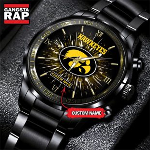 NCAA Iowa Hawkeyes Football Team Logo Design Black Watch