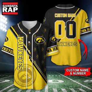 NCAA Iowa Hawkeyes Logo Team Sport Design Baseball Jersey