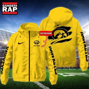 NCAA Iowa Hawkeyes Special Logo Team Custom Name Windbreaker Jacket