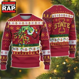 NCAA Iowa State Cyclones Grinch Hand Ugly Christmas Sweater