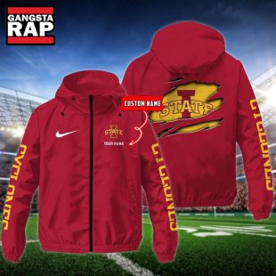 NCAA Iowa State Cyclones Special Logo Team Custom Name Windbreaker Jacket