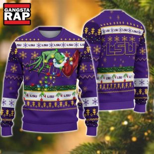 NCAA LSU Tigers Grinch Hand Ugly Christmas Sweater