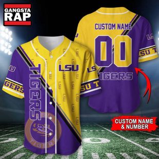 NCAA LSU Tigers Logo Team Sport Design Baseball Jersey