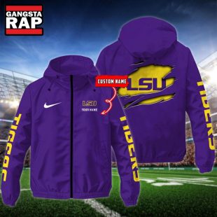 NCAA LSU Tigers Special Logo Team Custom Name Windbreaker Jacket