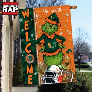 NCAA Miami Hurricanes Football Grinch Christmas Custom Flag