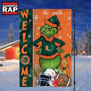 NCAA Miami Hurricanes Football Grinch Christmas Custom Flag