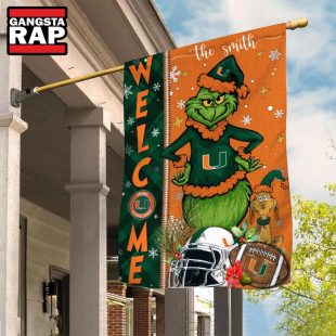 NCAA Miami Hurricanes Football Grinch Christmas Custom Flag