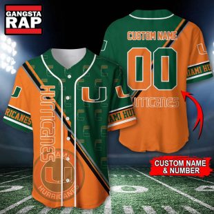 NCAA Miami Hurricanes Logo Team Sport Design Baseball Jersey