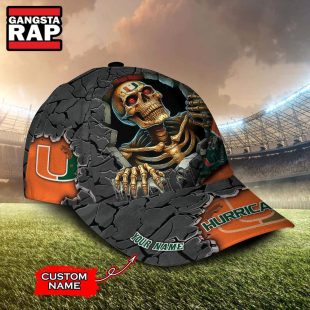 NCAA Miami Hurricanes Special Sport Skull Halloween Custom Classic Cap