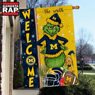 NCAA Michigan Wolverines Football Grinch Christmas Custom Flag