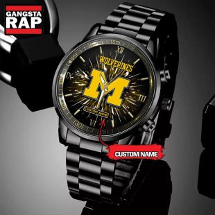 NCAA Michigan Wolverines Football Team Logo Design Black Watch