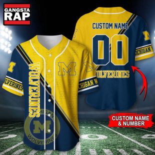 NCAA Michigan Wolverines Logo Team Sport Design Baseball Jersey