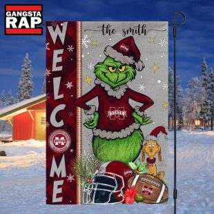 NCAA Mississippi State Bulldogs Football Grinch Christmas Custom Flag