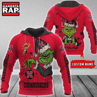 NCAA Nebraska Cornhuskers Football Team The Grinch Christmas Hoodie