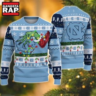 NCAA North Carolina Tar Heels Grinch Hand Ugly Christmas Sweater