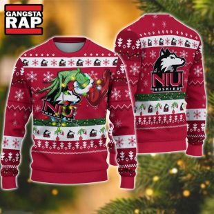 NCAA Northern Illinois Huskies Grinch Hand Ugly Christmas Sweater