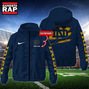 NCAA Notre Dame Fighting Irish Special Logo Team Custom Name Windbreaker Jacket