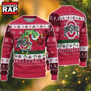 NCAA Ohio State Buckeyes Grinch Hand Ugly Christmas Sweater