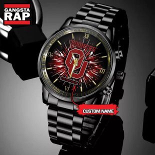 NCAA Oklahoma Sooners Football Team Logo Design Black Watch