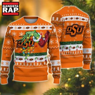 NCAA Oklahoma State Cowboys Grinch Hand Ugly Christmas Sweater