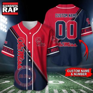 NCAA Ole Miss Rebels Logo Team Sport Design Baseball Jersey