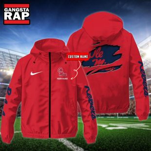 NCAA Ole Miss Rebels Special Logo Team Custom Name Windbreaker Jacket