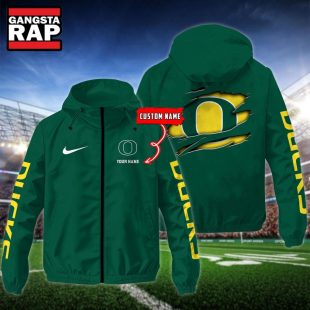 NCAA Oregon Ducks Special Logo Team Custom Name Windbreaker Jacket