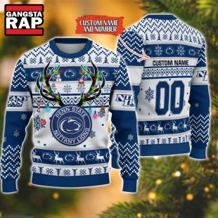 NCAA Penn State Nittany Lions Design Logo Team Reindeer Light Ugly Christmas Sweater