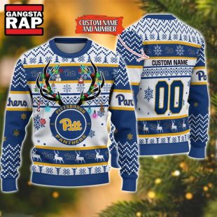 NCAA Pittsburgh Panthers Design Logo Team Reindeer Light Ugly Christmas Sweater