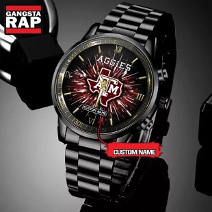 NCAA Texas A&ampM Aggies Football Team Logo Design Black Watch