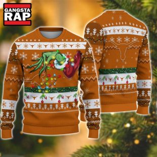 NCAA Texas Longhorns Grinch Hand Ugly Christmas Sweater