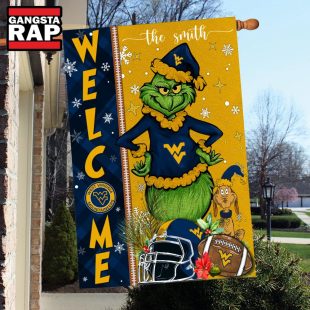 NCAA West Virginia Mountaineers Football Grinch Christmas Custom Flag