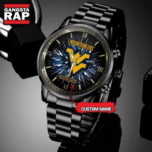 NCAA West Virginia Mountaineers Football Team Logo Design Black Watch