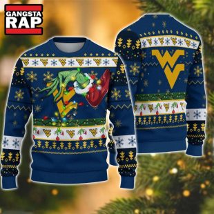 NCAA West Virginia Mountaineers Grinch Hand Ugly Christmas Sweater